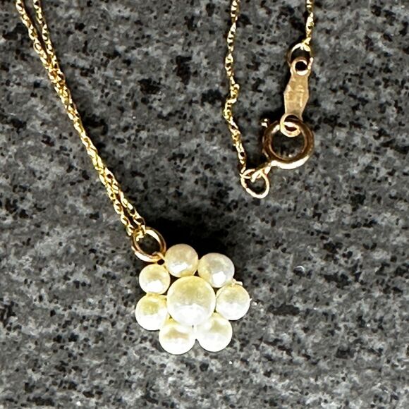 NWT 14K Gold Pearl Flower Earrings + 10K Necklace Bridal Set / Everyday Elegance - Picture 10 of 14